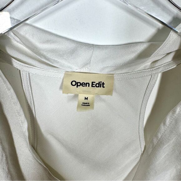 Open Edit Nordstrom -Women's Size Medium White Scoop Neck Sleeveless Top Blouse - Picture 4 of 8